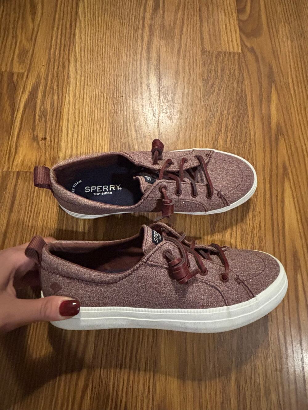 NWOT Sperry Burgundy Glitter Fall Preppy Sneakers Boat Shoes